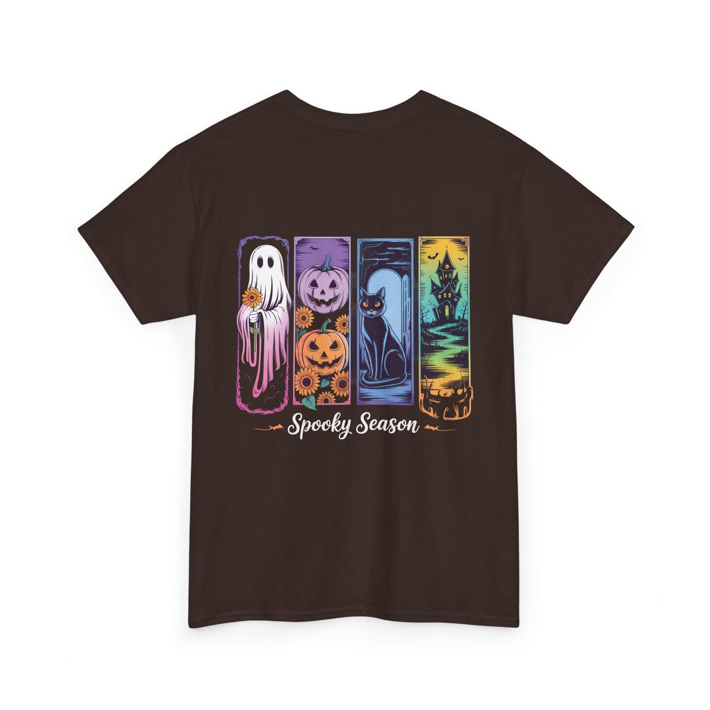 Pretty Spooky Season Tee, Halloween Shirt, Festive Tee, Ghosts & Pumpkins, Fall Wardrobe Essential-Unisex Heavy Cotton Tee -