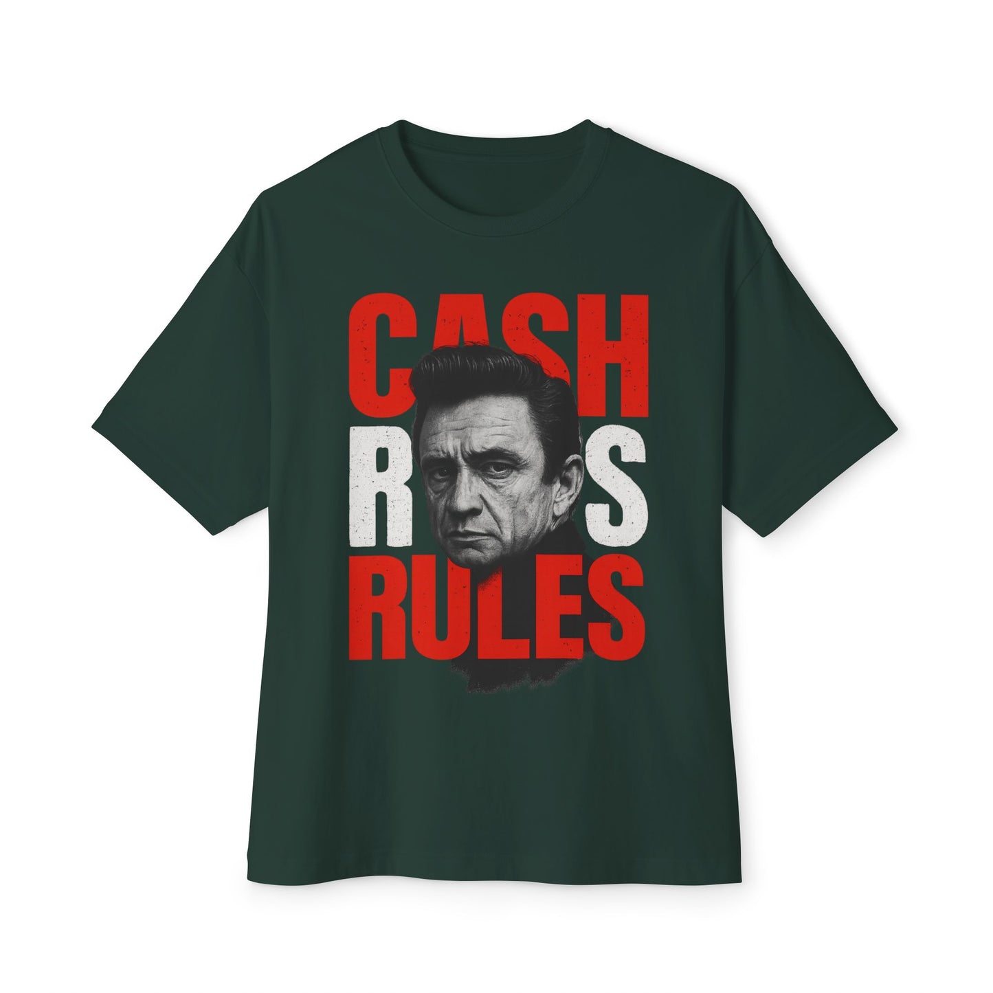 Cash Rules Unisex Oversized Boxy Tee | Vintage Johnny Cash Style Shirt, Music Lover Gift, Rocker Apparel, Casual Wear, Statement T-Shirt