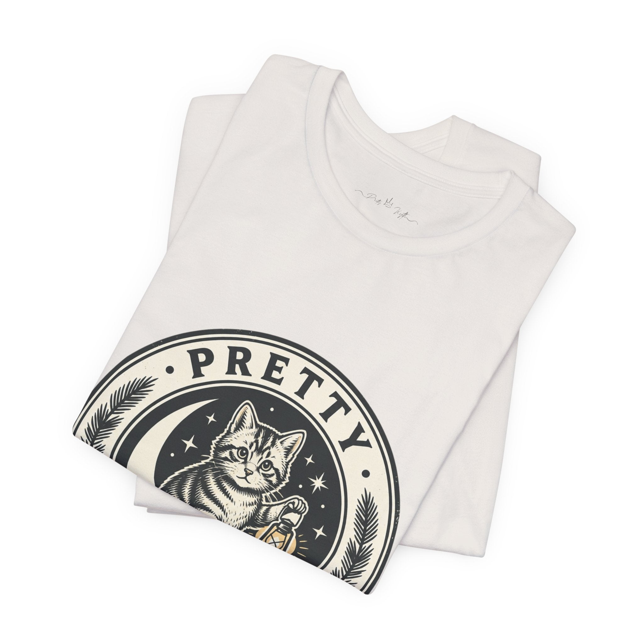Feral Cat Crest Tee | Celestial Wilderness, Nocturnal Trash-Panda Aesthetic