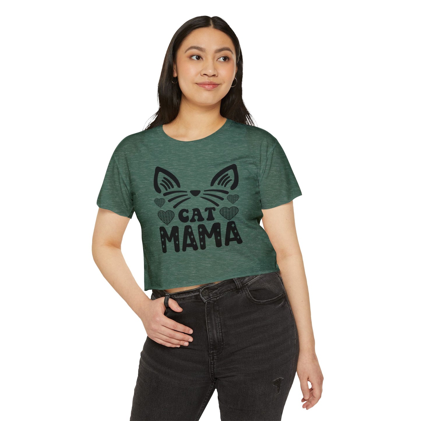 Trendy Cat Mama Crop Top | Perfect for Festivals, Summer Gatherings, Birthdays, Gift for Pet Lovers, Casual Wear, Cat Enthusiasts