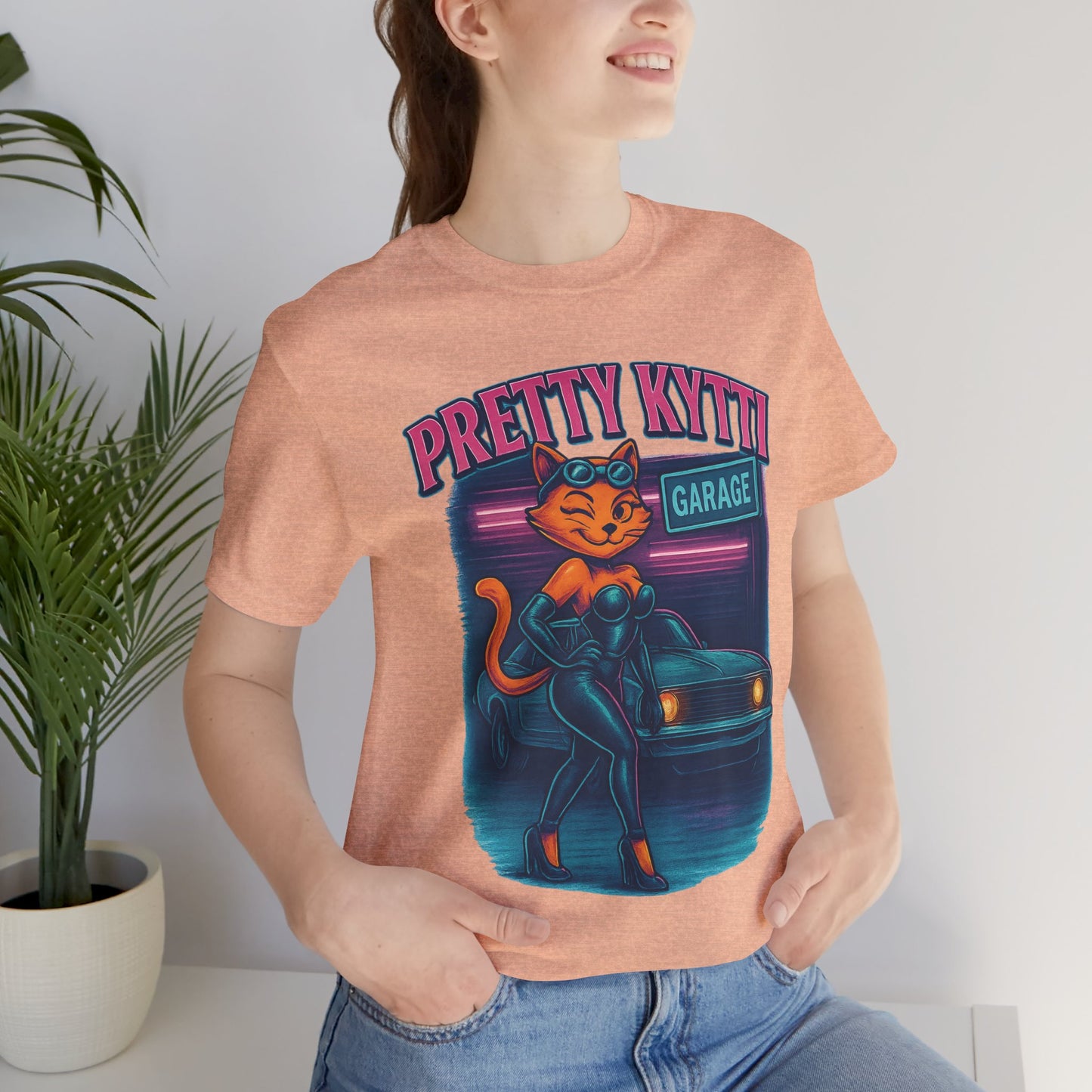 Retro Cat Garage T-Shirt, Casual Tee for Cat Lovers, Gifts for Pet Owners, Vintage Style Shirt, Fun Fashion Statement