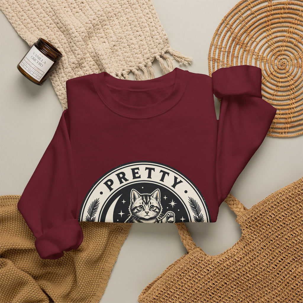 Feral Cat Emblem Sweatshirt | nocturnal wilderness, trash-panda aesthetic