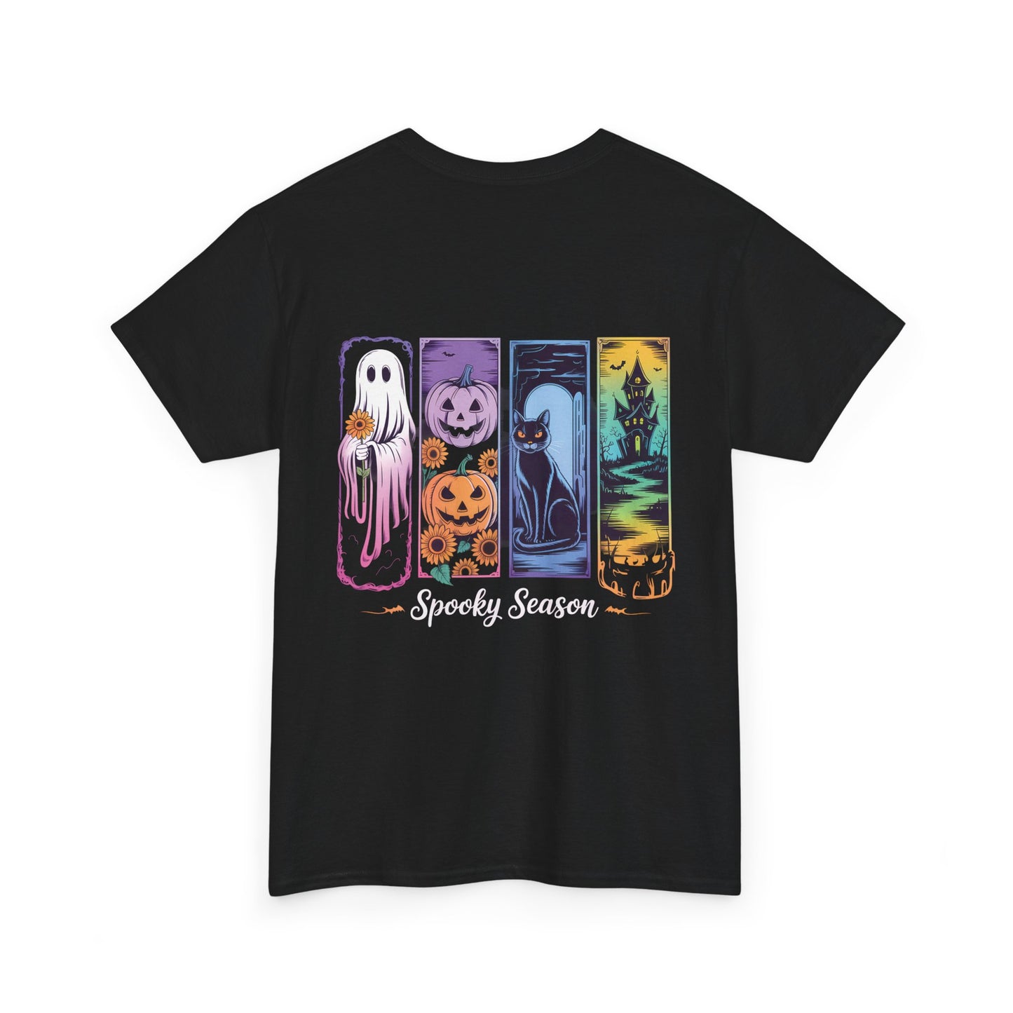 Pretty Spooky Season Tee, Halloween Shirt, Festive Tee, Ghosts & Pumpkins, Fall Wardrobe Essential-Unisex Heavy Cotton Tee -