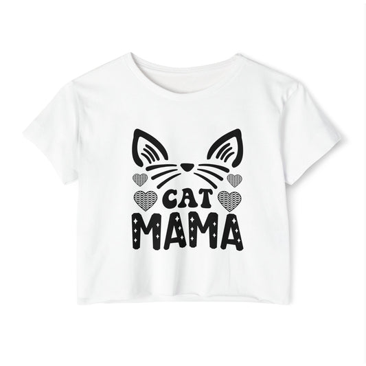 Trendy Cat Mama Crop Top | Perfect for Festivals, Summer Gatherings, Birthdays, Gift for Pet Lovers, Casual Wear, Cat Enthusiasts