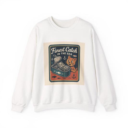 Cat Money Food Fishing Tee™ Crewneck Sweatshirt