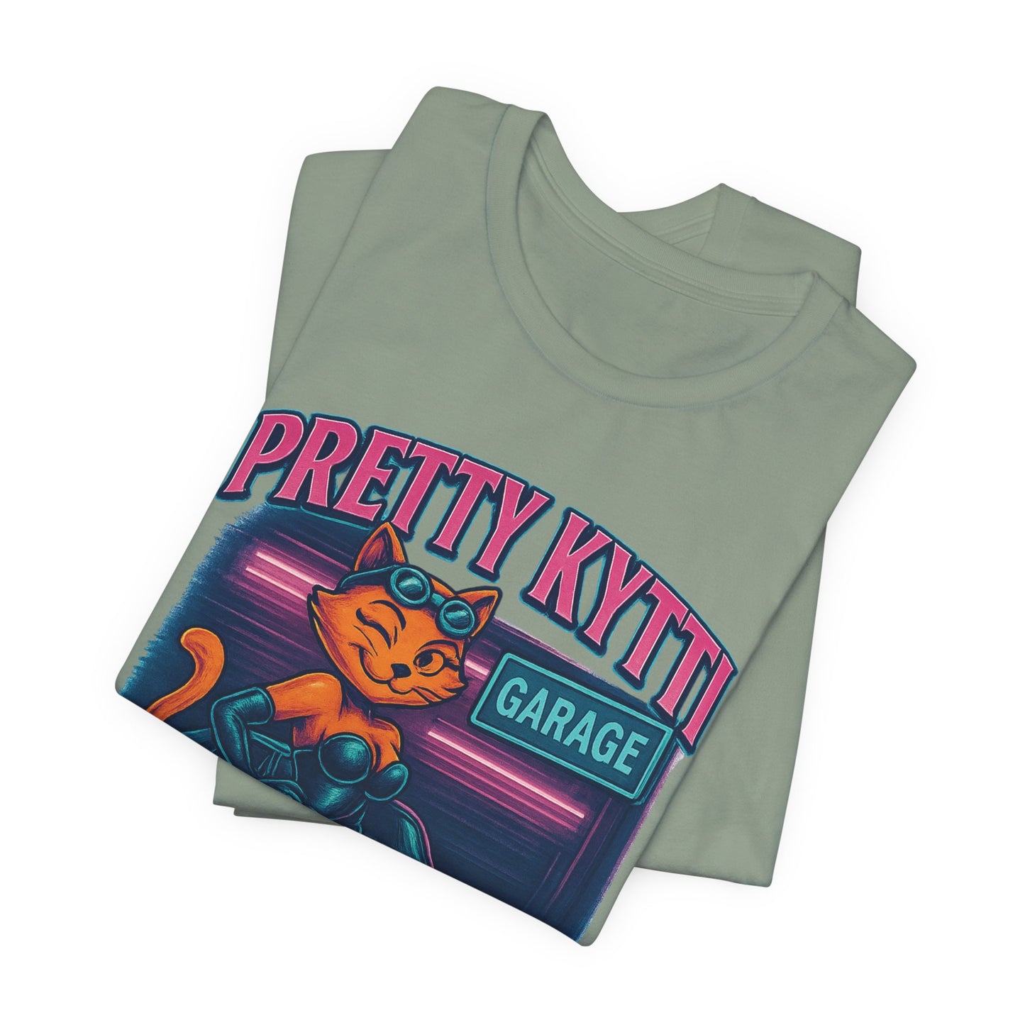 Retro Cat Garage T-Shirt, Casual Tee for Cat Lovers, Gifts for Pet Owners, Vintage Style Shirt, Fun Fashion Statement