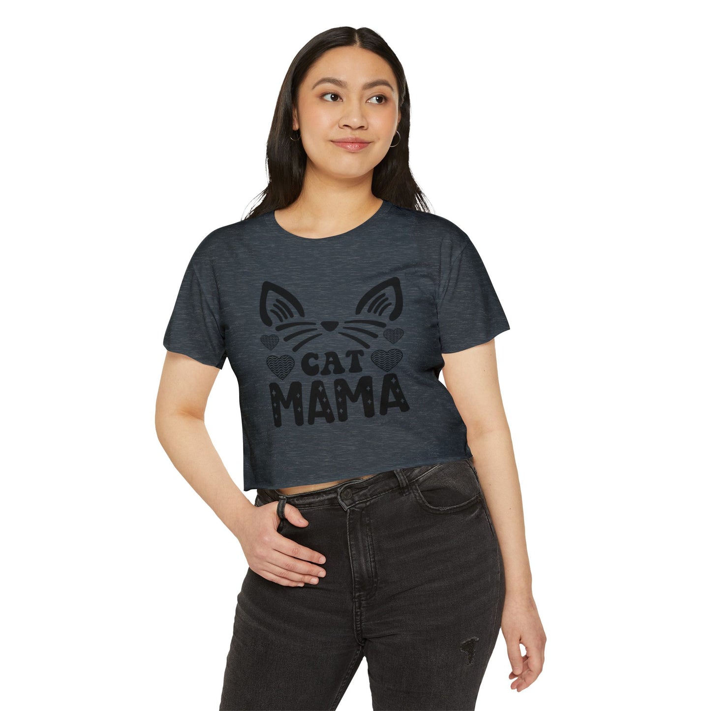 Trendy Cat Mama Crop Top | Perfect for Festivals, Summer Gatherings, Birthdays, Gift for Pet Lovers, Casual Wear, Cat Enthusiasts