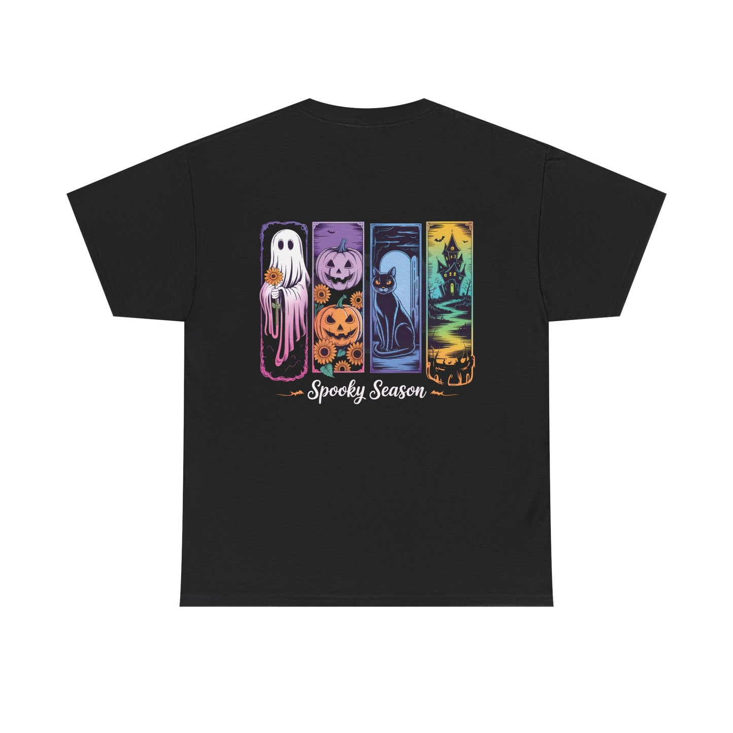 Pretty Spooky Season Tee, Halloween Shirt, Festive Tee, Ghosts & Pumpkins, Fall Wardrobe Essential-Unisex Heavy Cotton Tee -