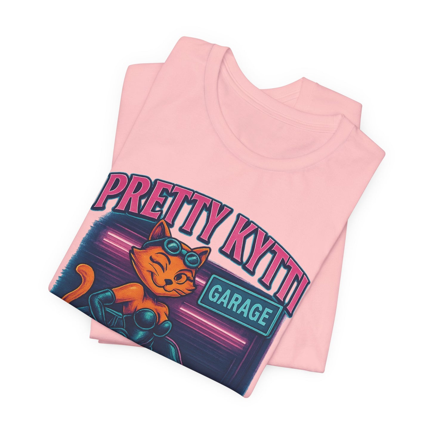 Retro Cat Garage T-Shirt, Casual Tee for Cat Lovers, Gifts for Pet Owners, Vintage Style Shirt, Fun Fashion Statement