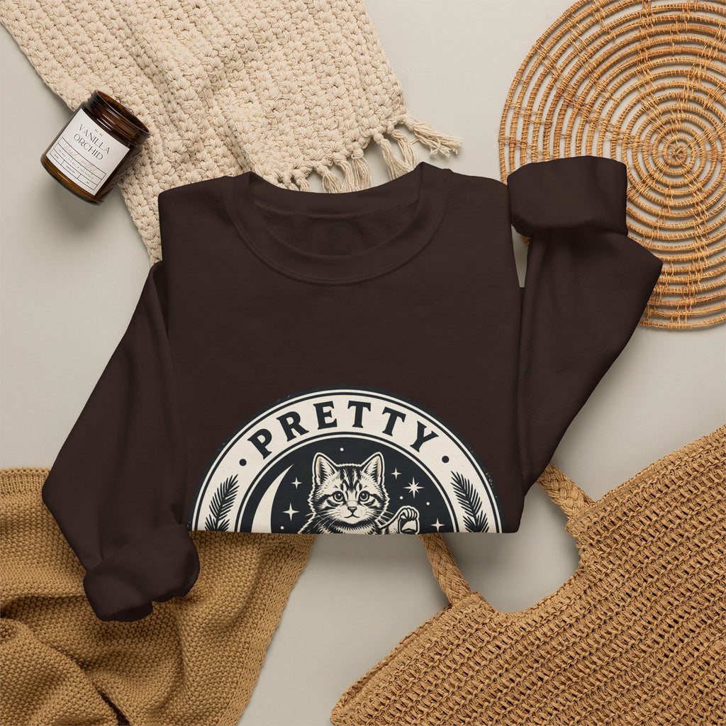 Feral Cat Emblem Sweatshirt | nocturnal wilderness, trash-panda aesthetic