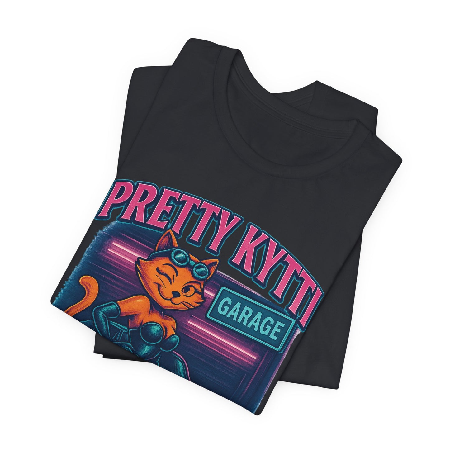 Retro Cat Garage T-Shirt, Casual Tee for Cat Lovers, Gifts for Pet Owners, Vintage Style Shirt, Fun Fashion Statement
