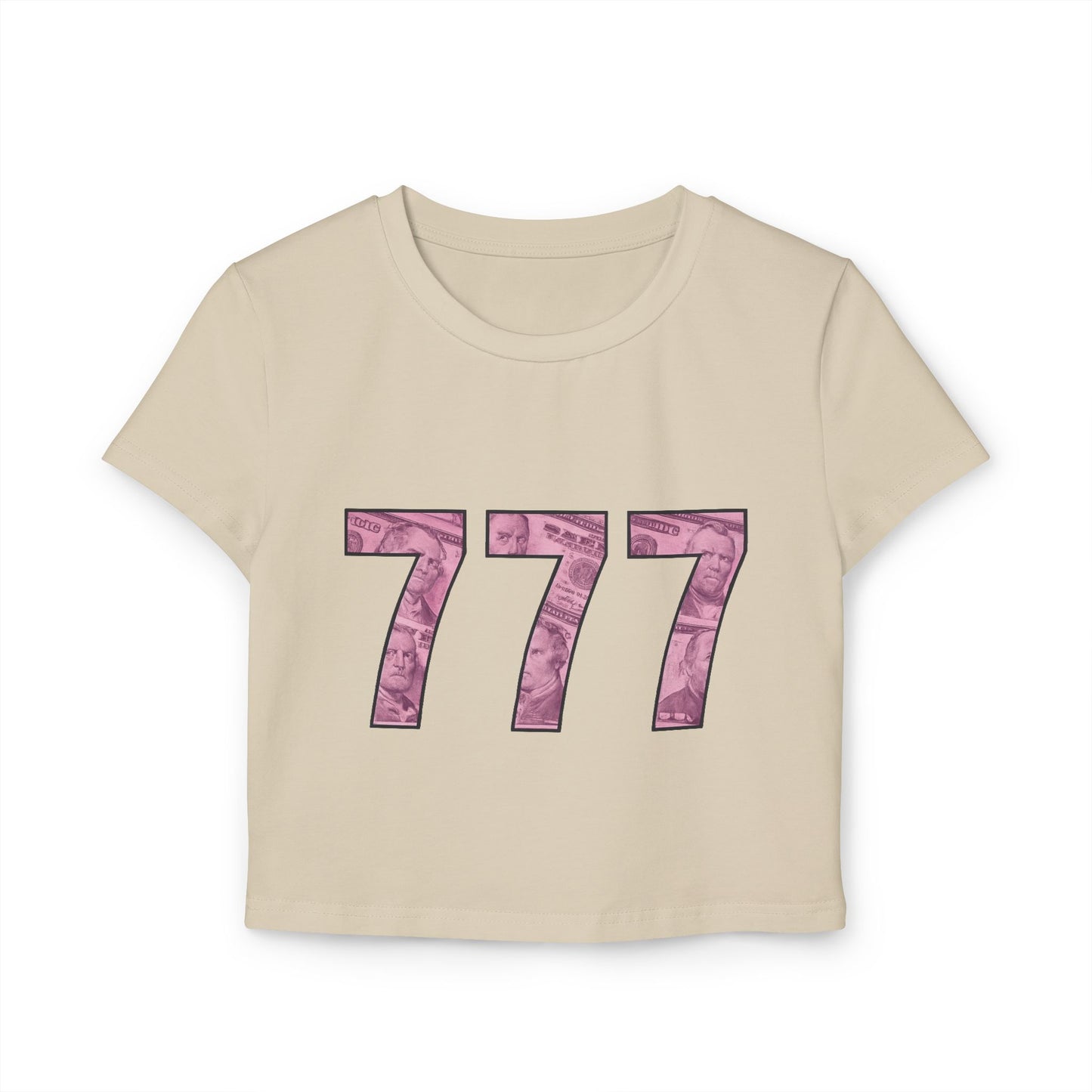 Lucky 777 Women's Baby Tee, Trendy Crop Top, Gift for Her, Casual Wear, Stylish Outfits, Everyday Fashion