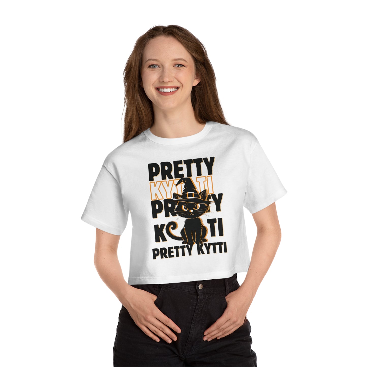 Halloween Cat Cropped T-Shirt, Spooky Outfit, Women's Halloween Apparel, Witchy Vibe Top, Perfect for Fall Celebrations, Gift for [...] LIMITED EDITION CAT CUTE