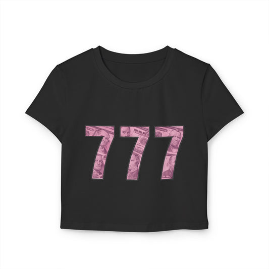 Lucky 777 Women's Baby Tee, Trendy Crop Top, Gift for Her, Casual Wear, Stylish Outfits, Everyday Fashion