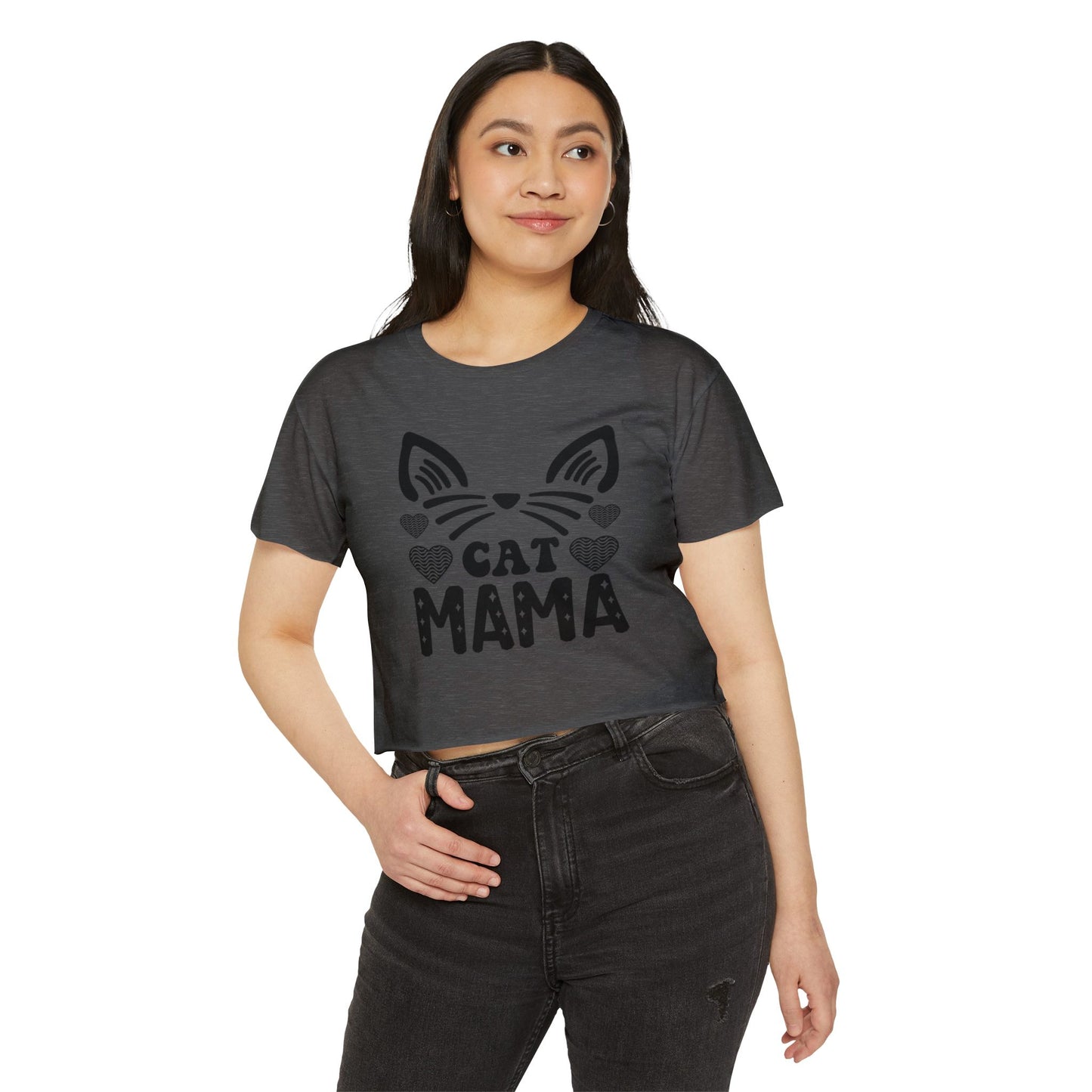 Trendy Cat Mama Crop Top | Perfect for Festivals, Summer Gatherings, Birthdays, Gift for Pet Lovers, Casual Wear, Cat Enthusiasts