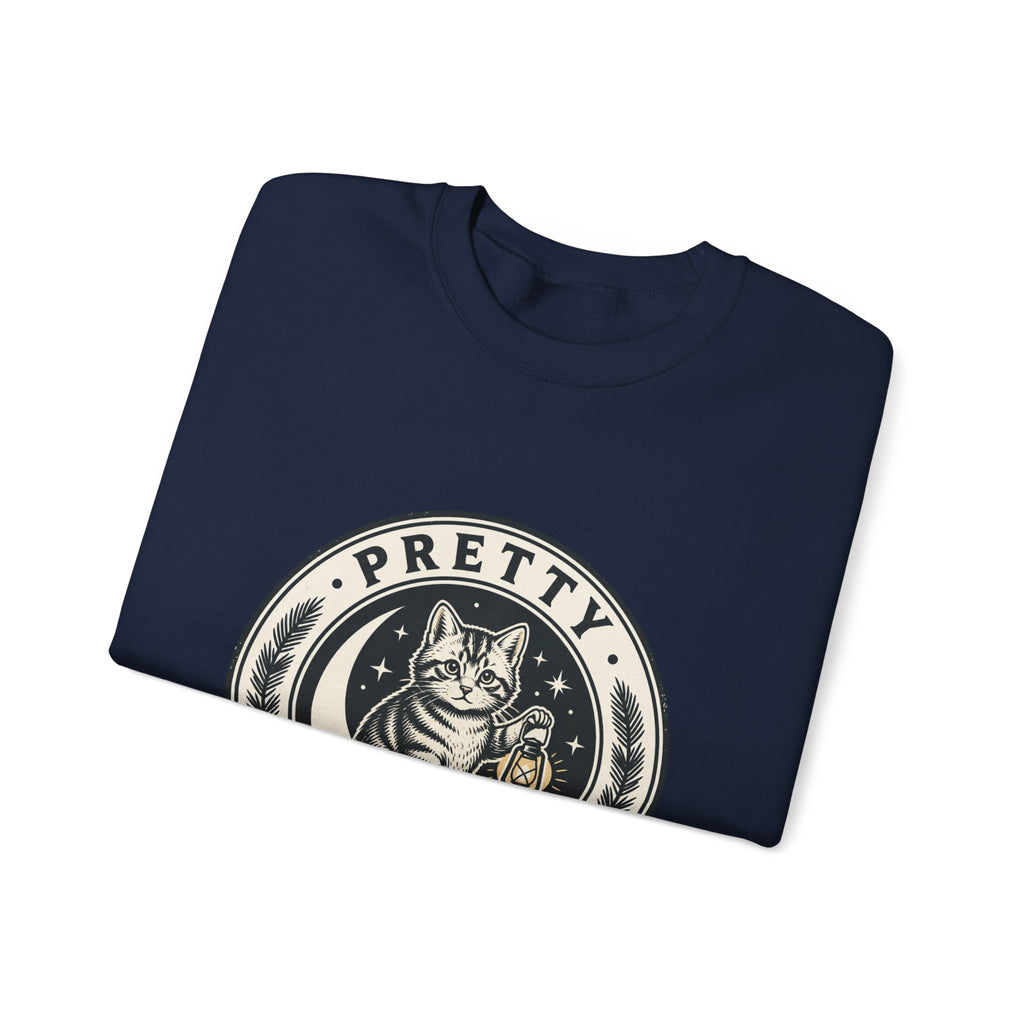 Feral Cat Emblem Sweatshirt | nocturnal wilderness, trash-panda aesthetic