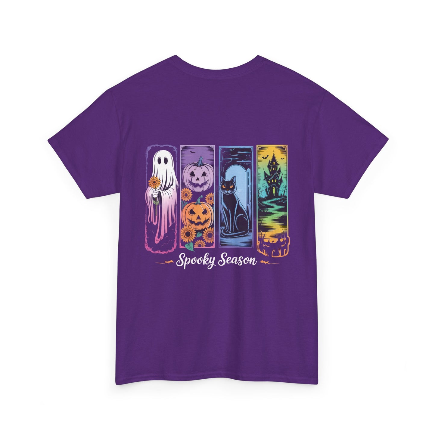 Pretty Spooky Season Tee, Halloween Shirt, Festive Tee, Ghosts & Pumpkins, Fall Wardrobe Essential-Unisex Heavy Cotton Tee -