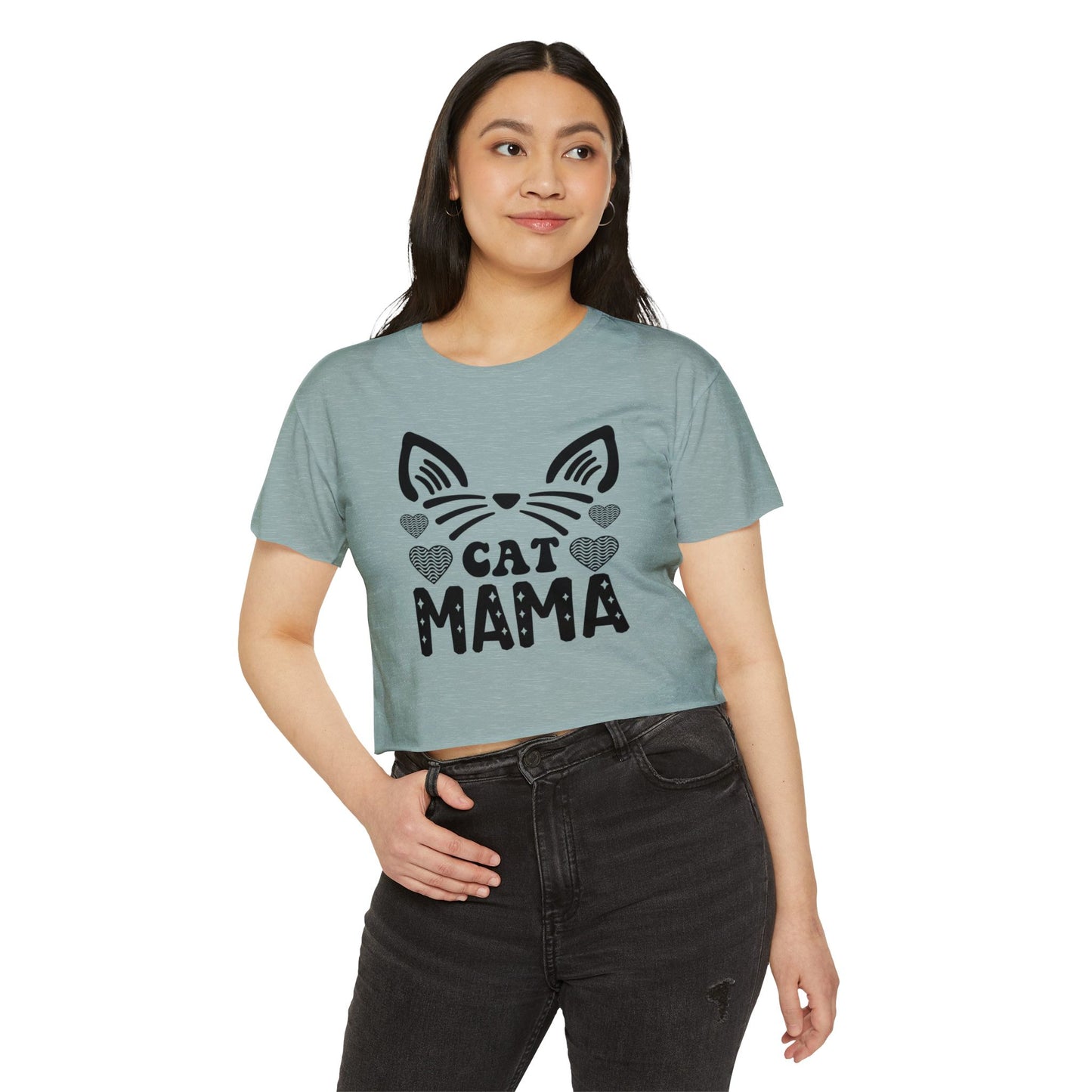 Trendy Cat Mama Crop Top | Perfect for Festivals, Summer Gatherings, Birthdays, Gift for Pet Lovers, Casual Wear, Cat Enthusiasts
