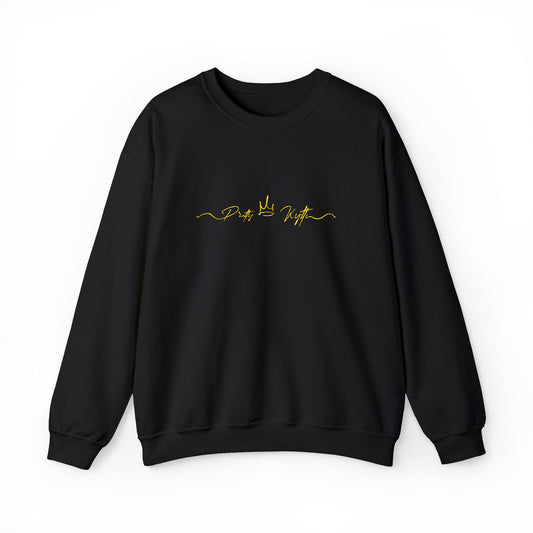 Sleek Black Unisex Crewneck Sweatshirt with Gold Design | Cozy Layer for Every Season, Perfect Gift for Friends, Family & Celebrations