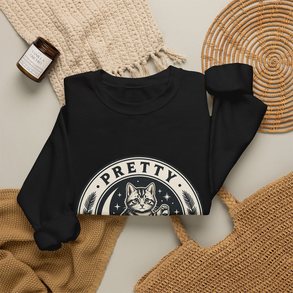 Feral Cat Emblem Sweatshirt | nocturnal wilderness, trash-panda aesthetic