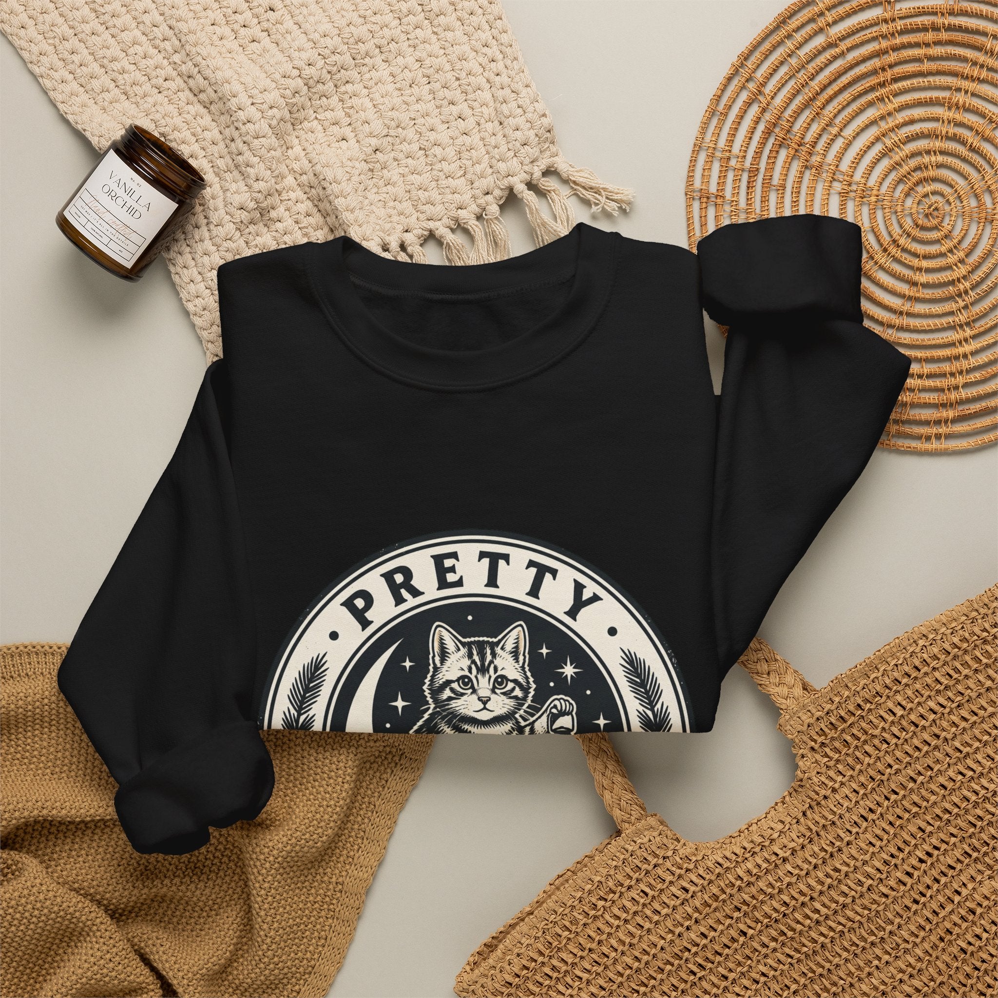 Feral Cat Emblem Sweatshirt | nocturnal wilderness, trash-panda aesthetic