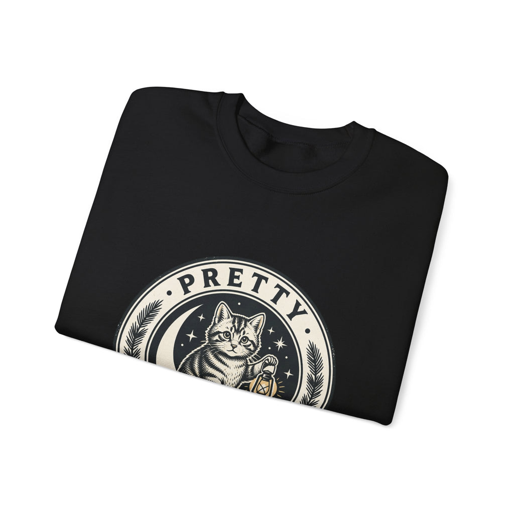Feral Cat Emblem Sweatshirt | nocturnal wilderness, trash-panda aesthetic