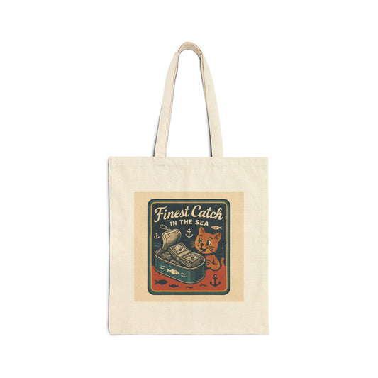 Cat Money Food Fishing Tee Canvas Tote Bag