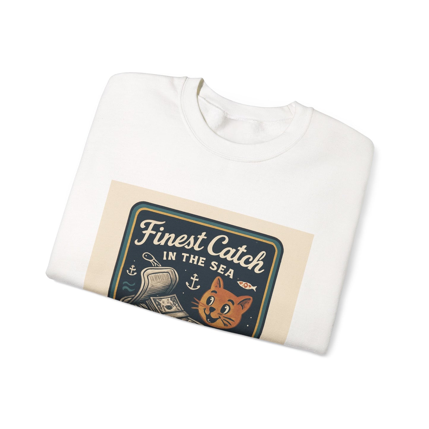 Cat Money Food Fishing Tee™ Crewneck Sweatshirt