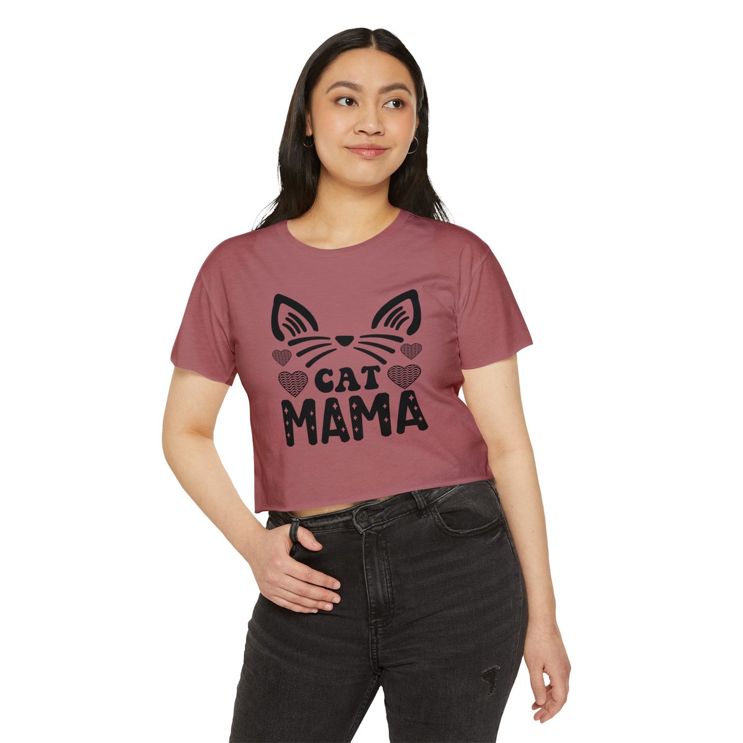 Trendy Cat Mama Crop Top | Perfect for Festivals, Summer Gatherings, Birthdays, Gift for Pet Lovers, Casual Wear, Cat Enthusiasts