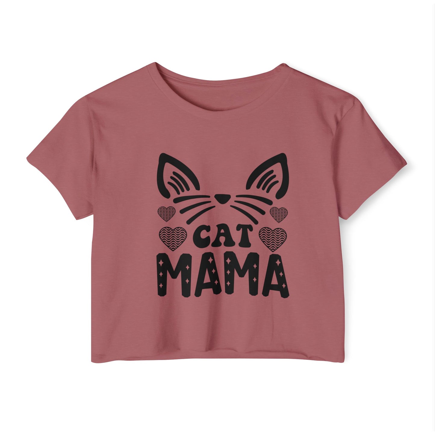 Trendy Cat Mama Crop Top | Perfect for Festivals, Summer Gatherings, Birthdays, Gift for Pet Lovers, Casual Wear, Cat Enthusiasts