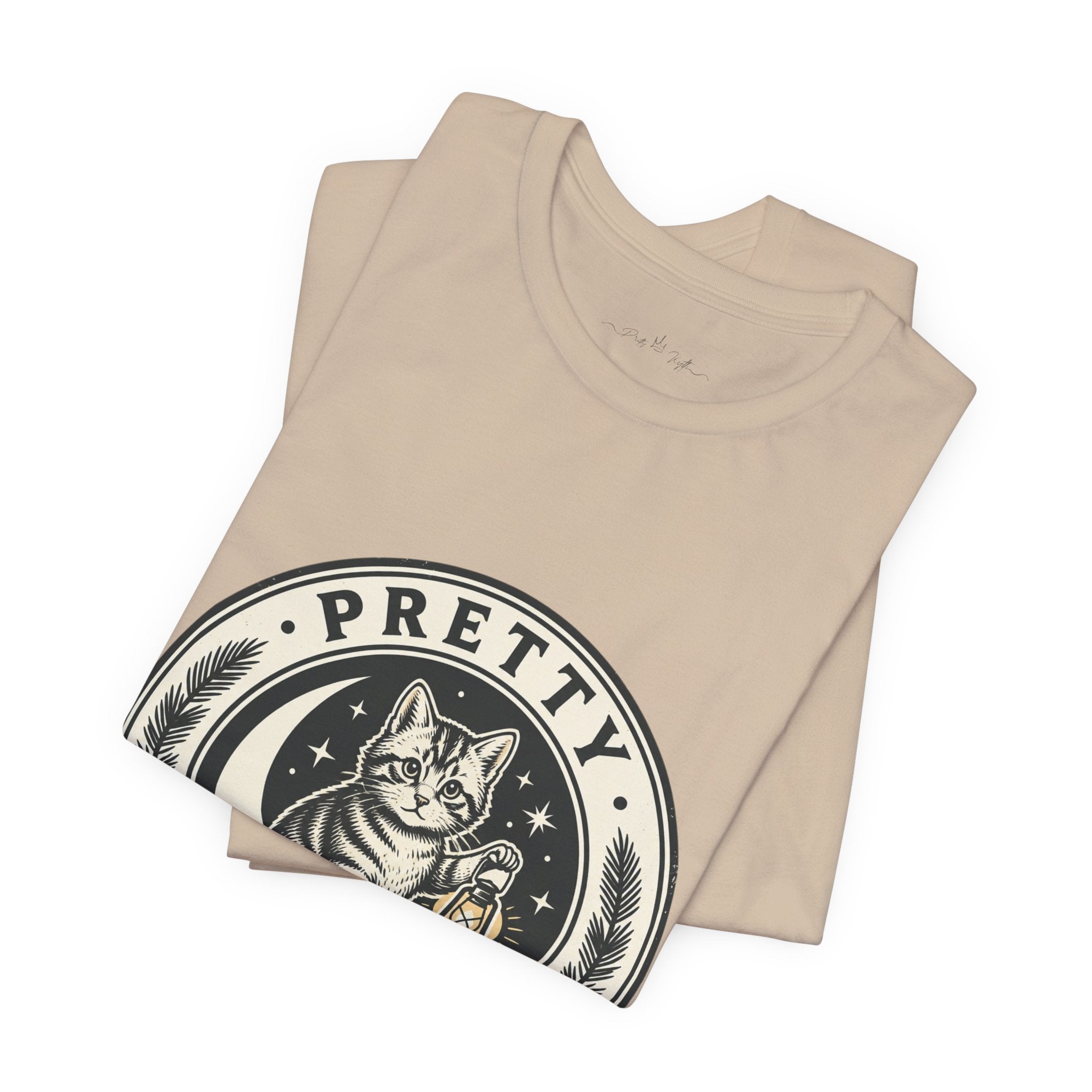 Feral Cat Crest Tee | Celestial Wilderness, Nocturnal Trash-Panda Aesthetic