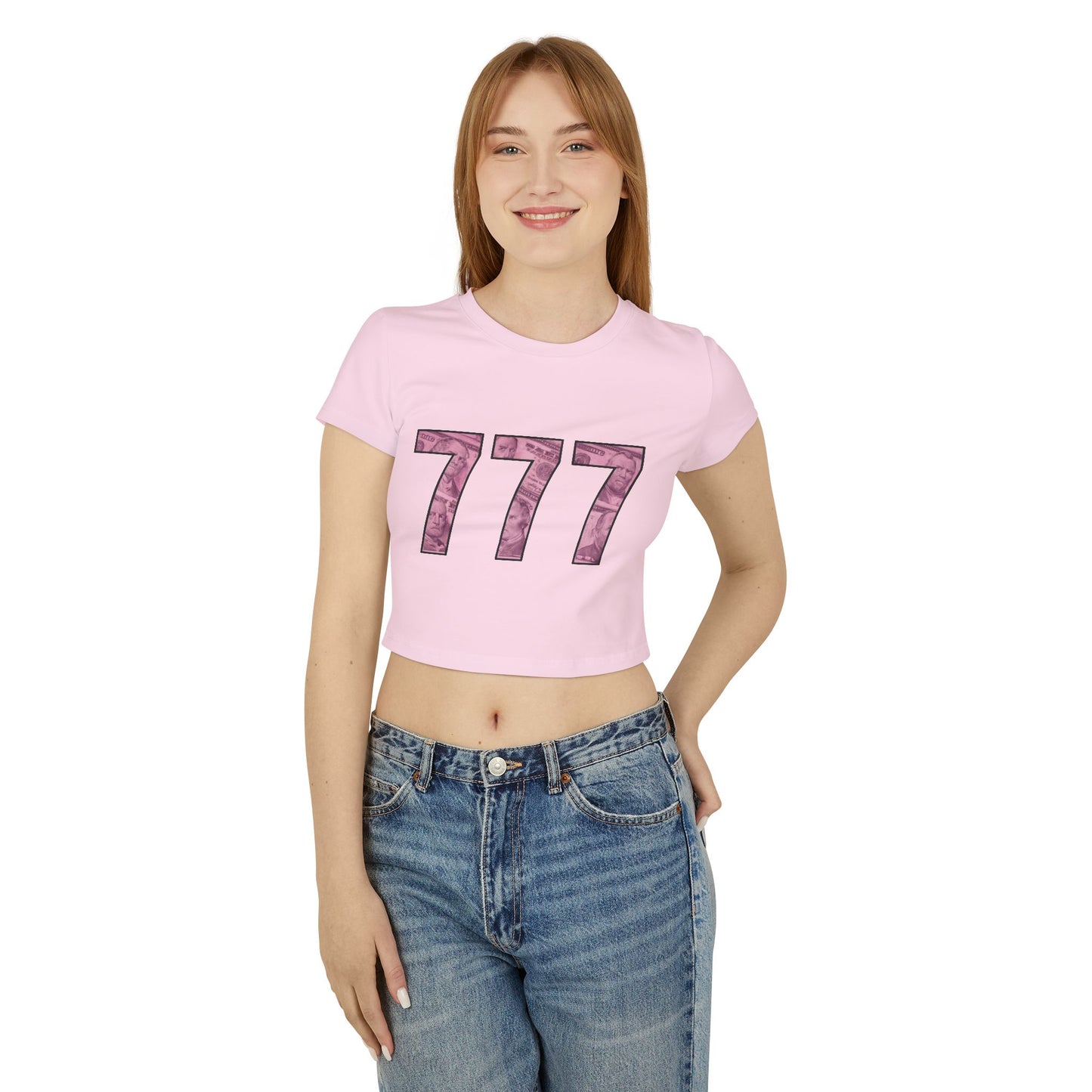 Lucky 777 Women's Baby Tee, Trendy Crop Top, Gift for Her, Casual Wear, Stylish Outfits, Everyday Fashion