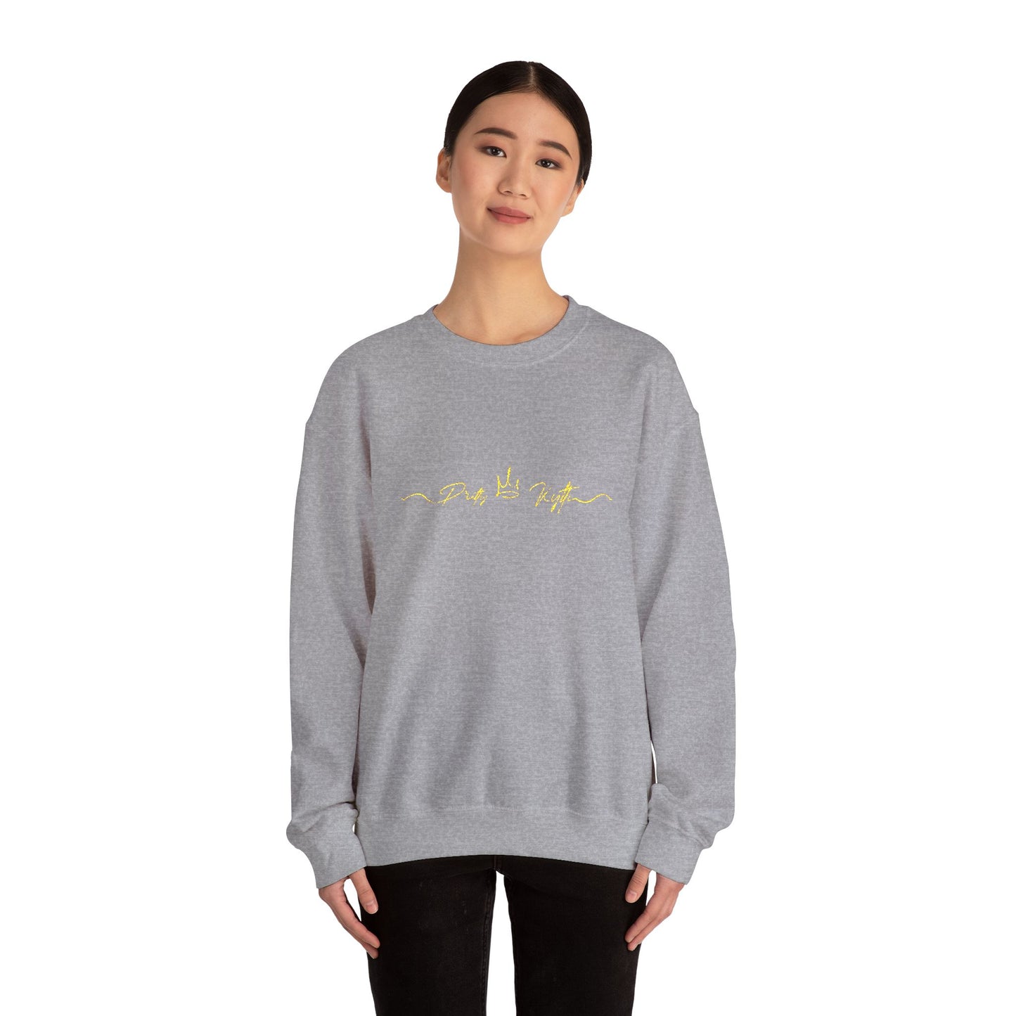 Sleek Black Unisex Crewneck Sweatshirt with Gold Design | Cozy Layer for Every Season, Perfect Gift for Friends, Family & Celebrations