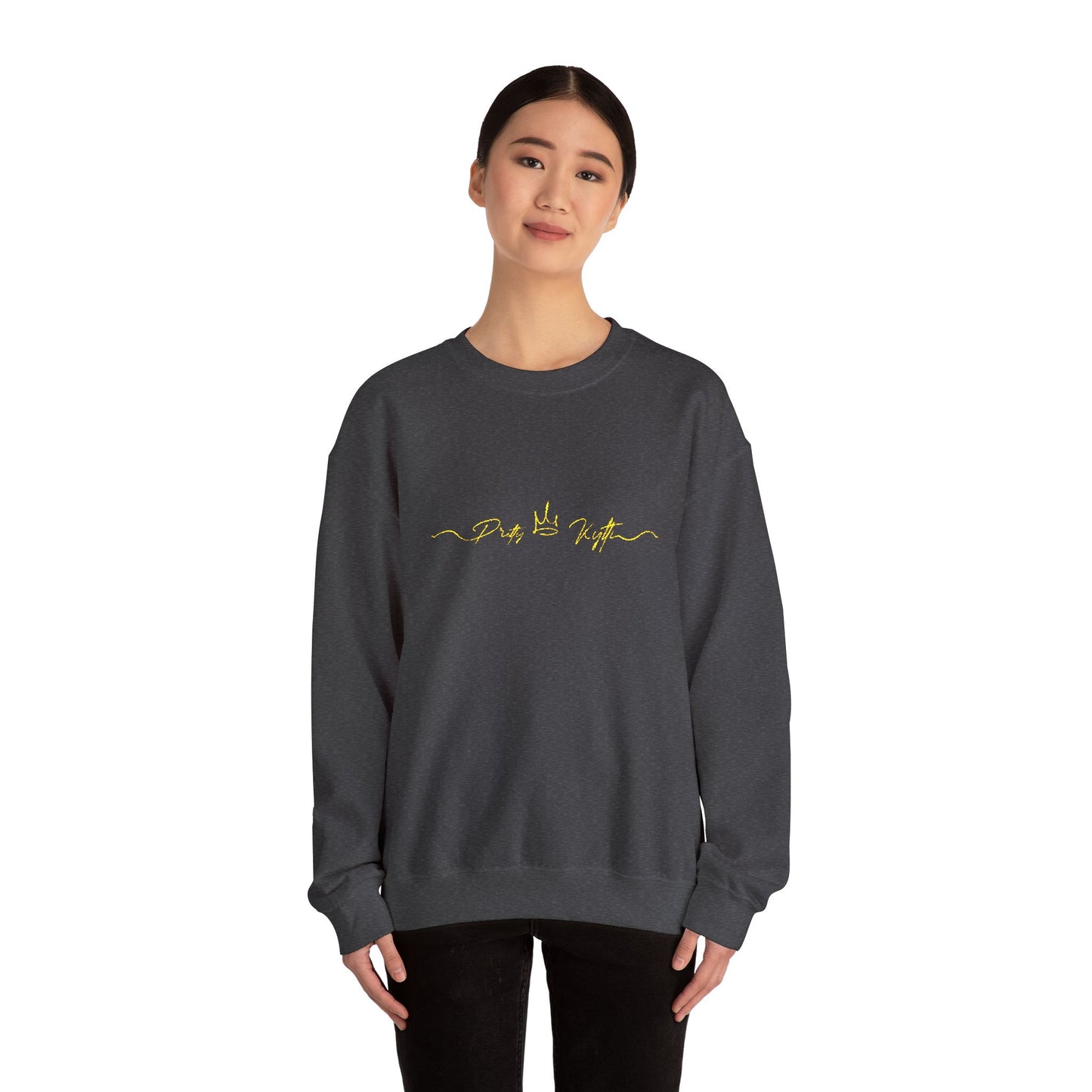 Sleek Black Unisex Crewneck Sweatshirt with Gold Design | Cozy Layer for Every Season, Perfect Gift for Friends, Family & Celebrations