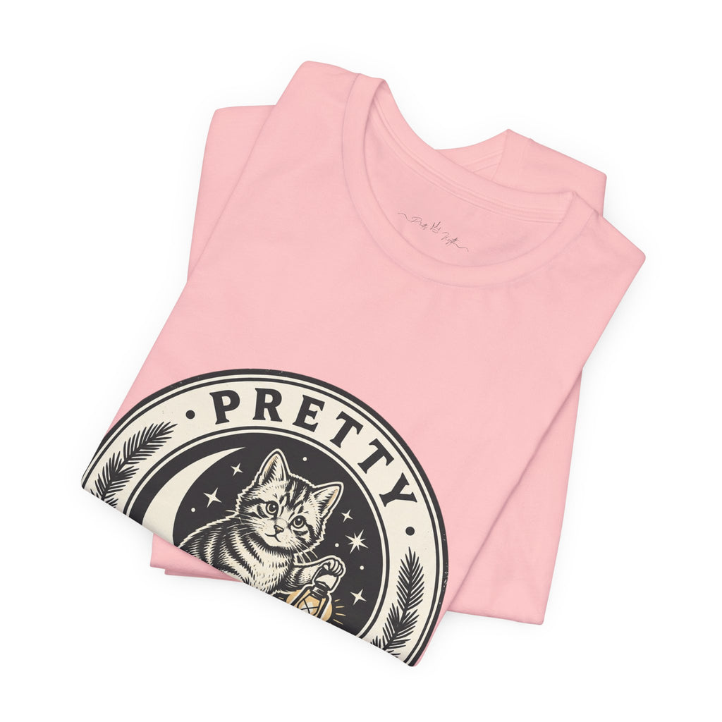 Feral Cat Crest Tee | Celestial Wilderness, Nocturnal Trash-Panda Aesthetic