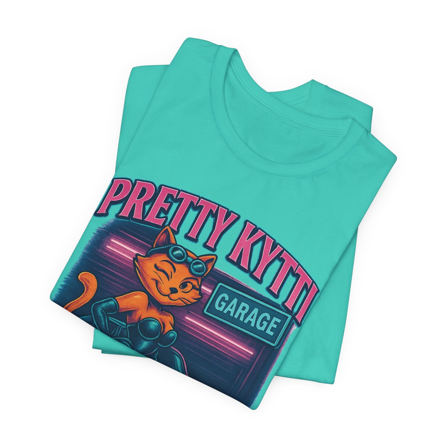 Retro Cat Garage T-Shirt, Casual Tee for Cat Lovers, Gifts for Pet Owners, Vintage Style Shirt, Fun Fashion Statement