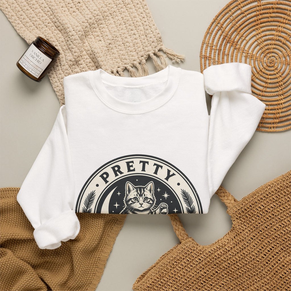 Feral Cat Emblem Sweatshirt | nocturnal wilderness, trash-panda aesthetic