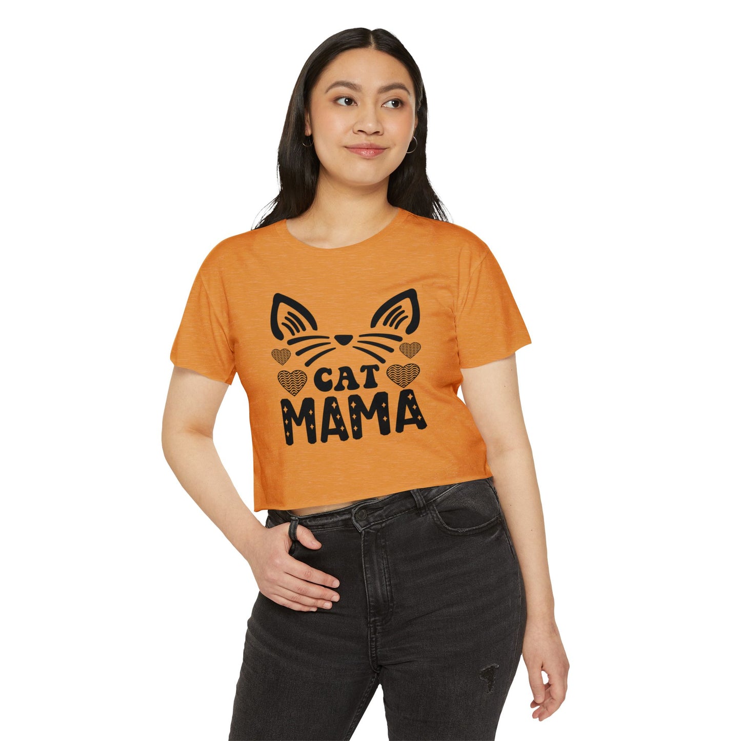 Trendy Cat Mama Crop Top | Perfect for Festivals, Summer Gatherings, Birthdays, Gift for Pet Lovers, Casual Wear, Cat Enthusiasts