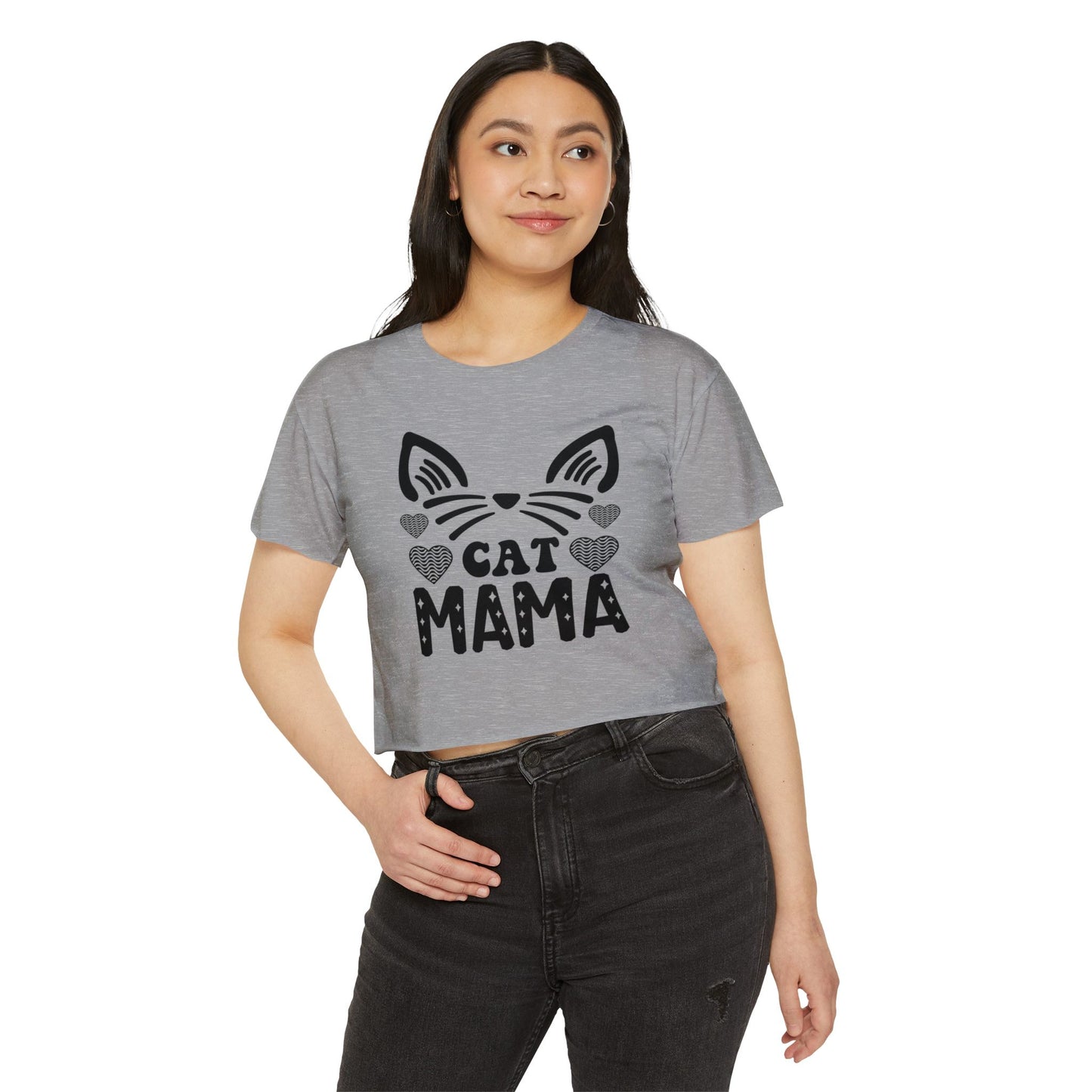 Trendy Cat Mama Crop Top | Perfect for Festivals, Summer Gatherings, Birthdays, Gift for Pet Lovers, Casual Wear, Cat Enthusiasts