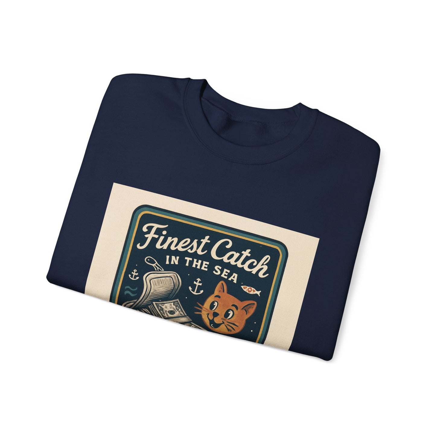 Cat Money Food Fishing Tee™ Crewneck Sweatshirt