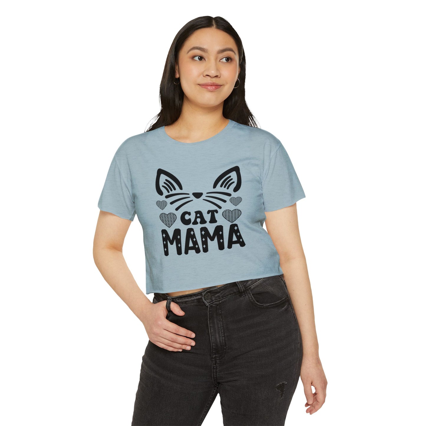 Trendy Cat Mama Crop Top | Perfect for Festivals, Summer Gatherings, Birthdays, Gift for Pet Lovers, Casual Wear, Cat Enthusiasts