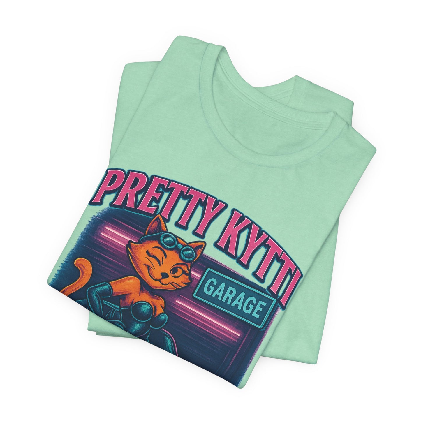 Retro Cat Garage T-Shirt, Casual Tee for Cat Lovers, Gifts for Pet Owners, Vintage Style Shirt, Fun Fashion Statement