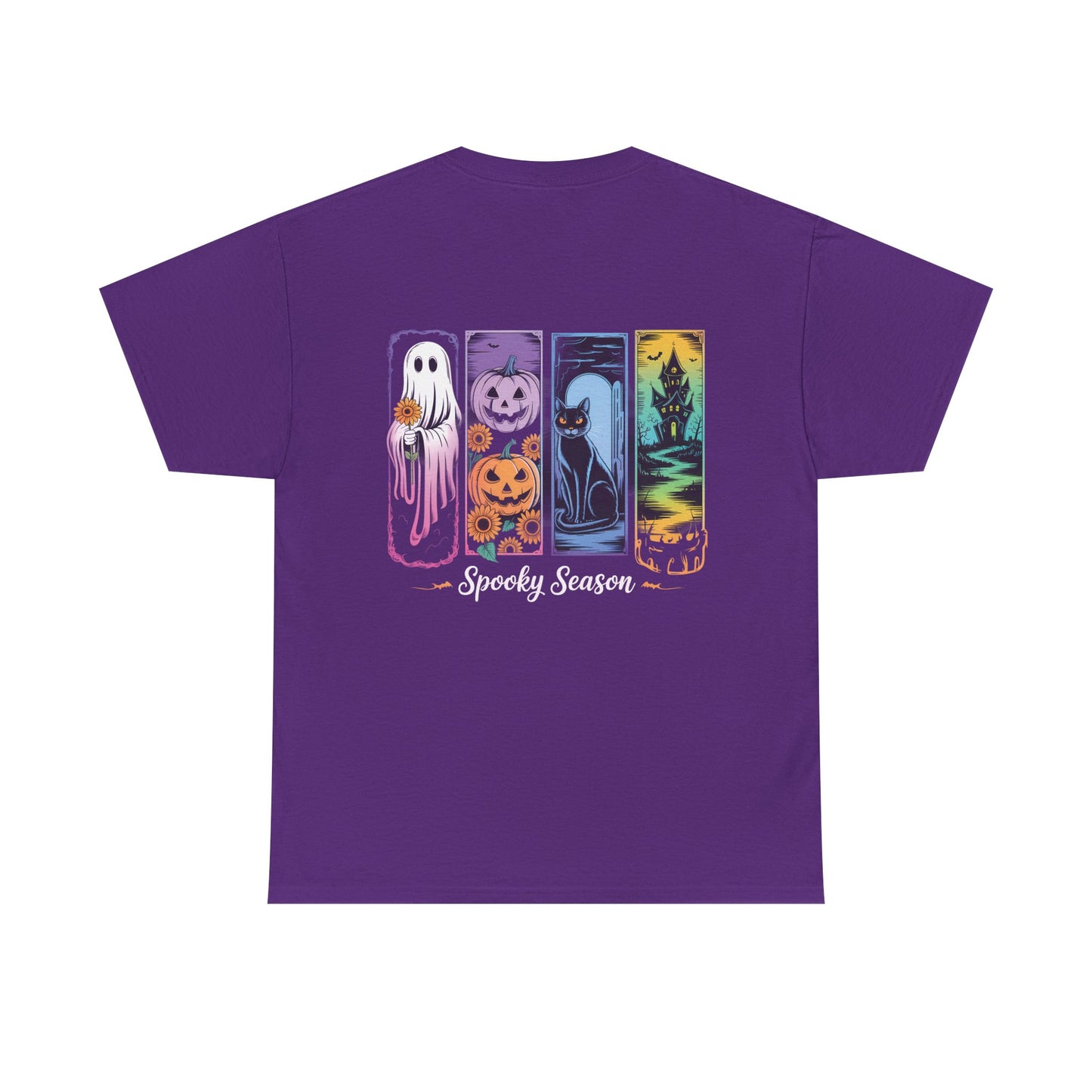Pretty Spooky Season Tee, Halloween Shirt, Festive Tee, Ghosts & Pumpkins, Fall Wardrobe Essential-Unisex Heavy Cotton Tee -