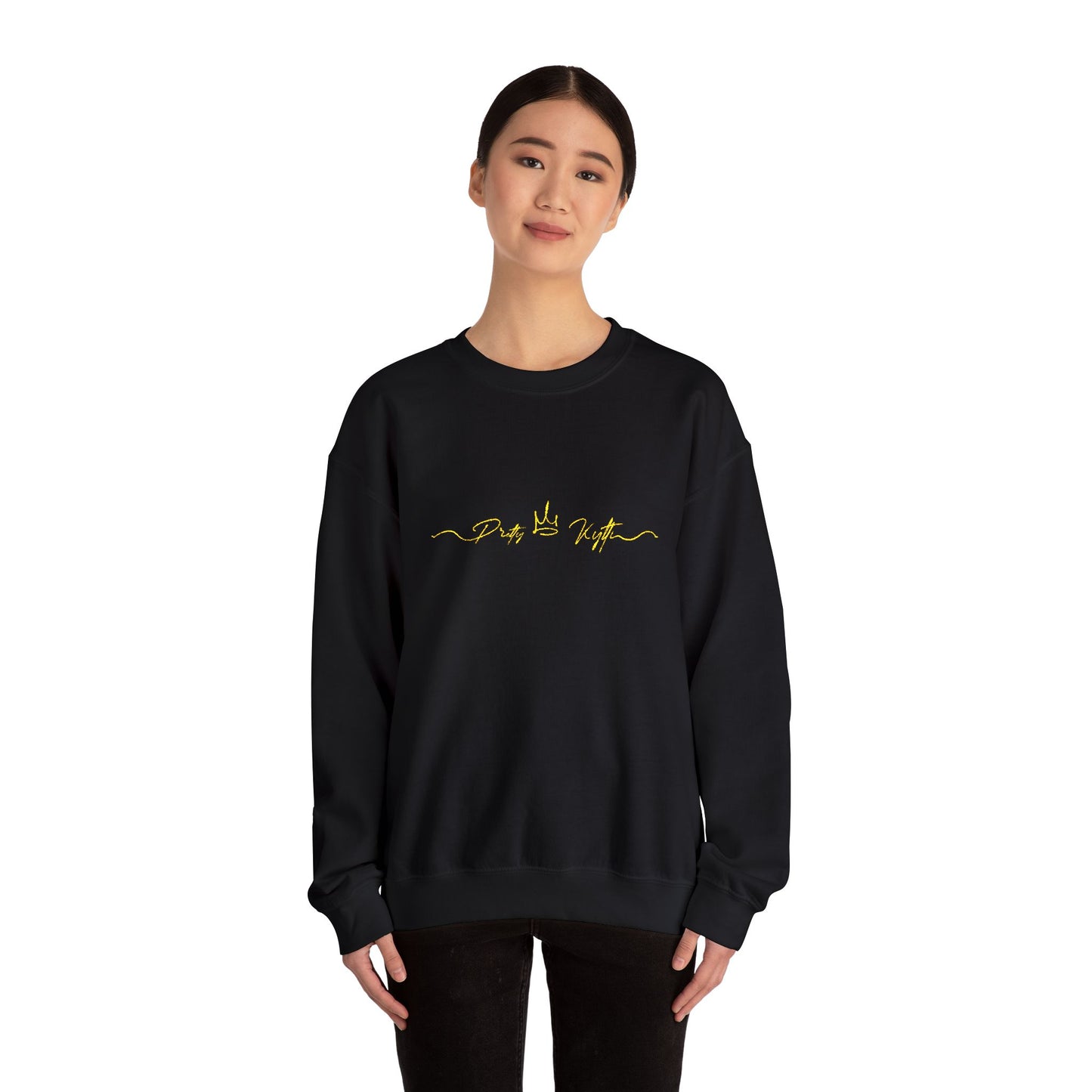 Sleek Black Unisex Crewneck Sweatshirt with Gold Design | Cozy Layer for Every Season, Perfect Gift for Friends, Family & Celebrations