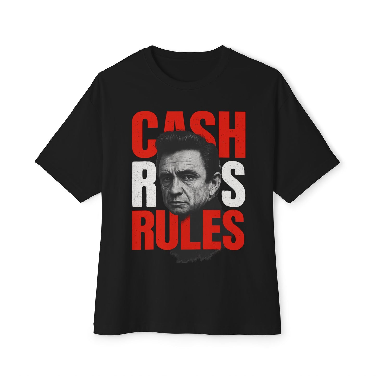 Cash Rules Unisex Oversized Boxy Tee | Vintage Johnny Cash Style Shirt, Music Lover Gift, Rocker Apparel, Casual Wear, Statement T-Shirt