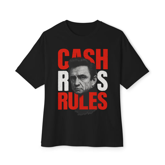Cash Rules Unisex Oversized Boxy Tee | Vintage Johnny Cash Style Shirt, Music Lover Gift, Rocker Apparel, Casual Wear, Statement T-Shirt
