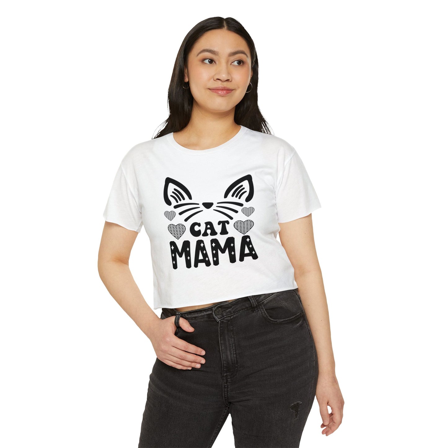 Trendy Cat Mama Crop Top | Perfect for Festivals, Summer Gatherings, Birthdays, Gift for Pet Lovers, Casual Wear, Cat Enthusiasts