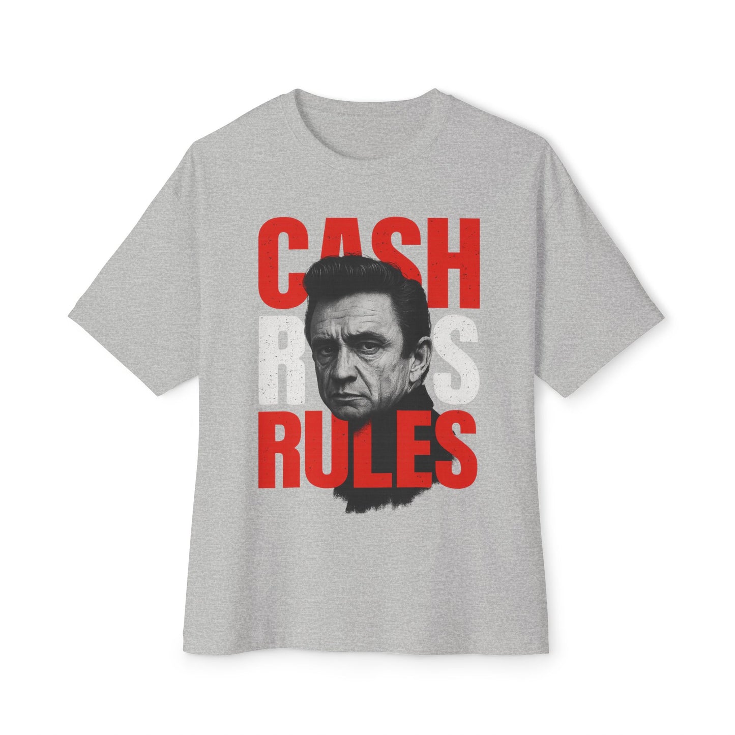 Cash Rules Unisex Oversized Boxy Tee | Vintage Johnny Cash Style Shirt, Music Lover Gift, Rocker Apparel, Casual Wear, Statement T-Shirt