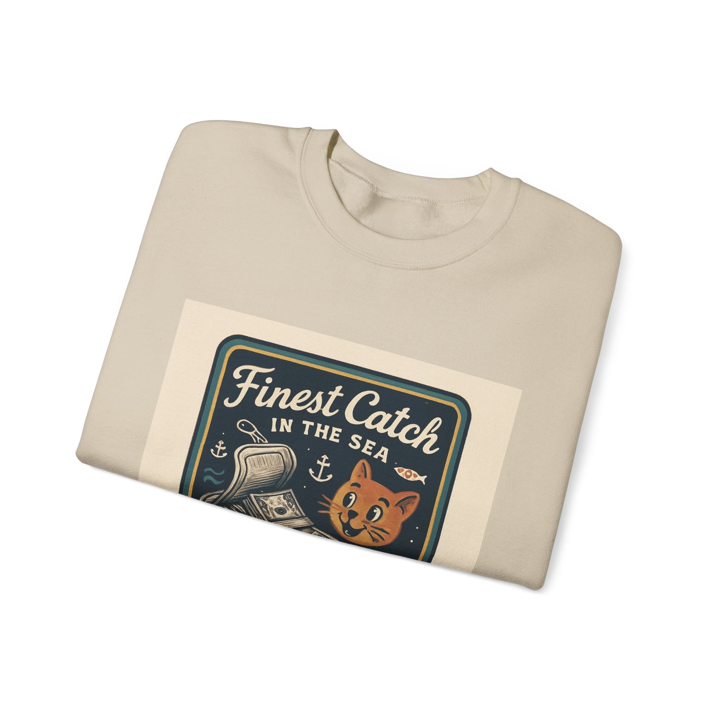 Cat Money Food Fishing Tee™ Crewneck Sweatshirt
