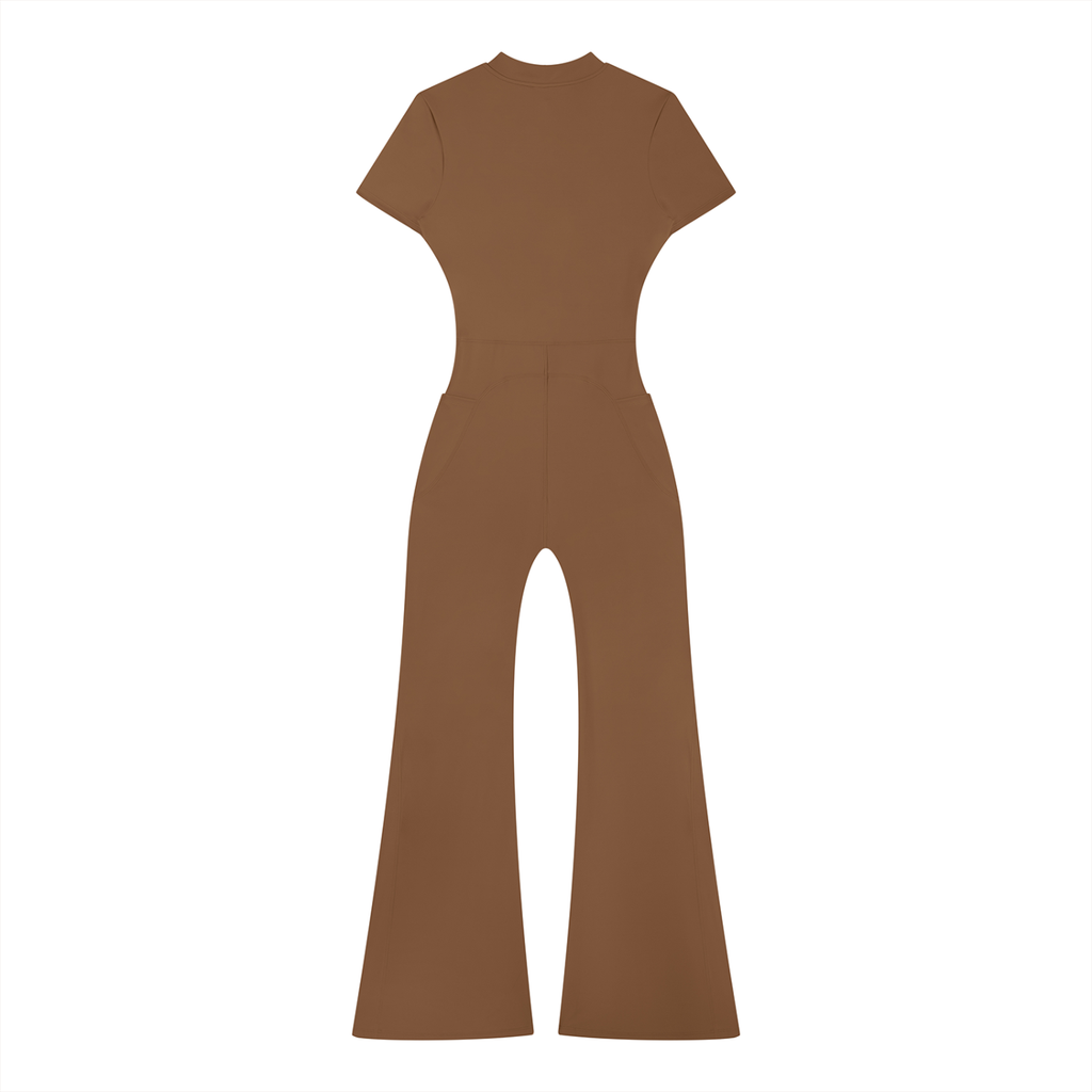 Women’s Tight Flared Leg Quarter-Zip Jumpsuit